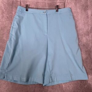 Coral Bay Golf Shorts Womens 12 Light Turquoise/aqua Elastic Back Casual